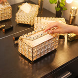 Crystal 2 Pieces Set || Crystal Tissue Box + Crystal Brushes Holder